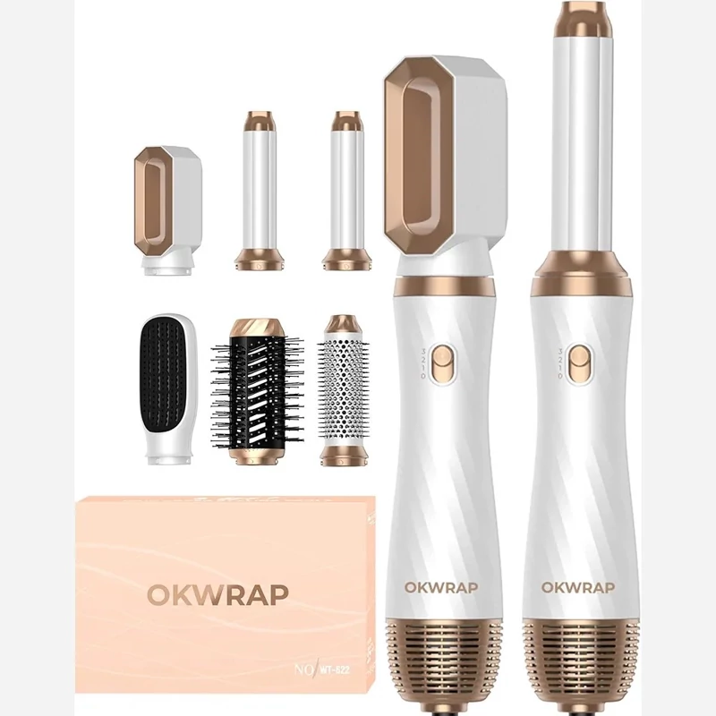 OKWRAP WT-623، استایلر مو ۶ در ۱، دستگاه حالت‌دهی مواستایلر مو حرفه‌ای، خشک‌کن مو با برس،