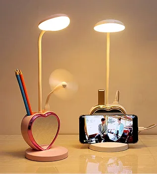 چراغ مطالعه آینه‌دار شارژی desk lamp with USB charging and eye-care lighting