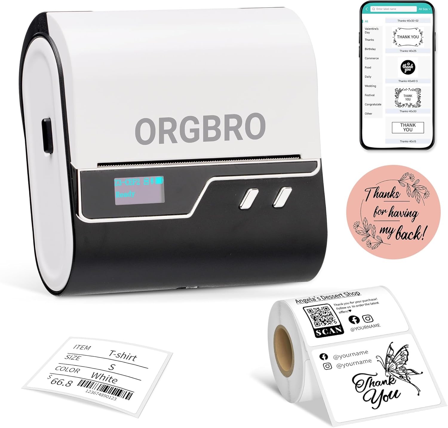 پرینتر لیبل حرارتی بلوتوثی ORGBRO؛ راهکار حرفه‌ای چاپ لیبل، بارکد و استیکر--اصلی