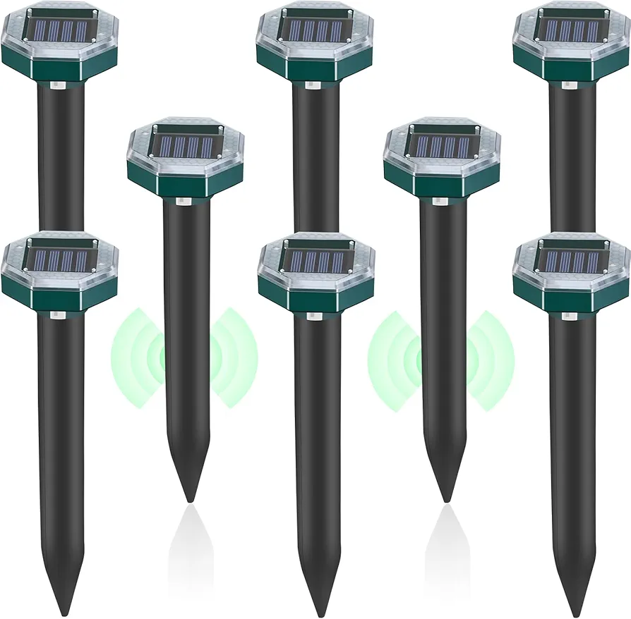 چراغ خورشیدی دفع حشرات و حیوانات مزاحم باغچه و حیاط – Solar Ultrasonic Animal Repellerپک ۸ عددی