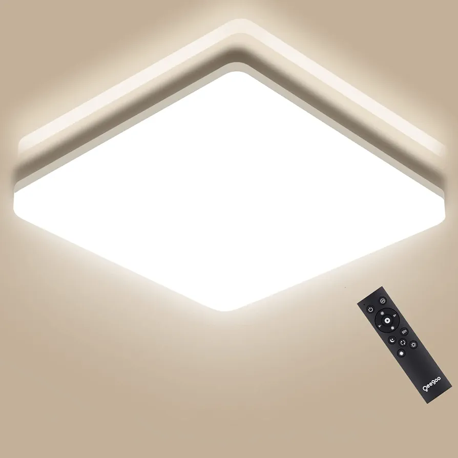 چراغ سقفی LED سنسوردار مربعی 15 وات Qeegoo مدل QEE-CL-15W-M-S با ریموت کنترل