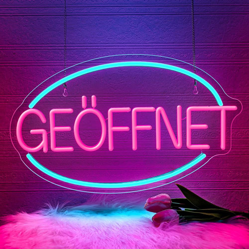 تابلو نئون LED «Geöffnet به معنی باز