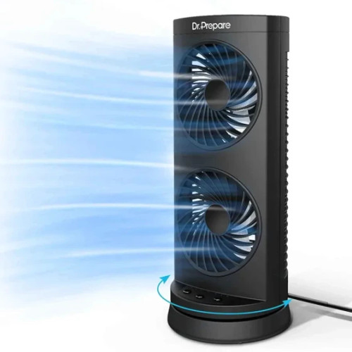 پنکه برجی رومیزی قابل حمل مدلDr.Prepare Dual Oscillating Tower Fan-DDF-OBK16w