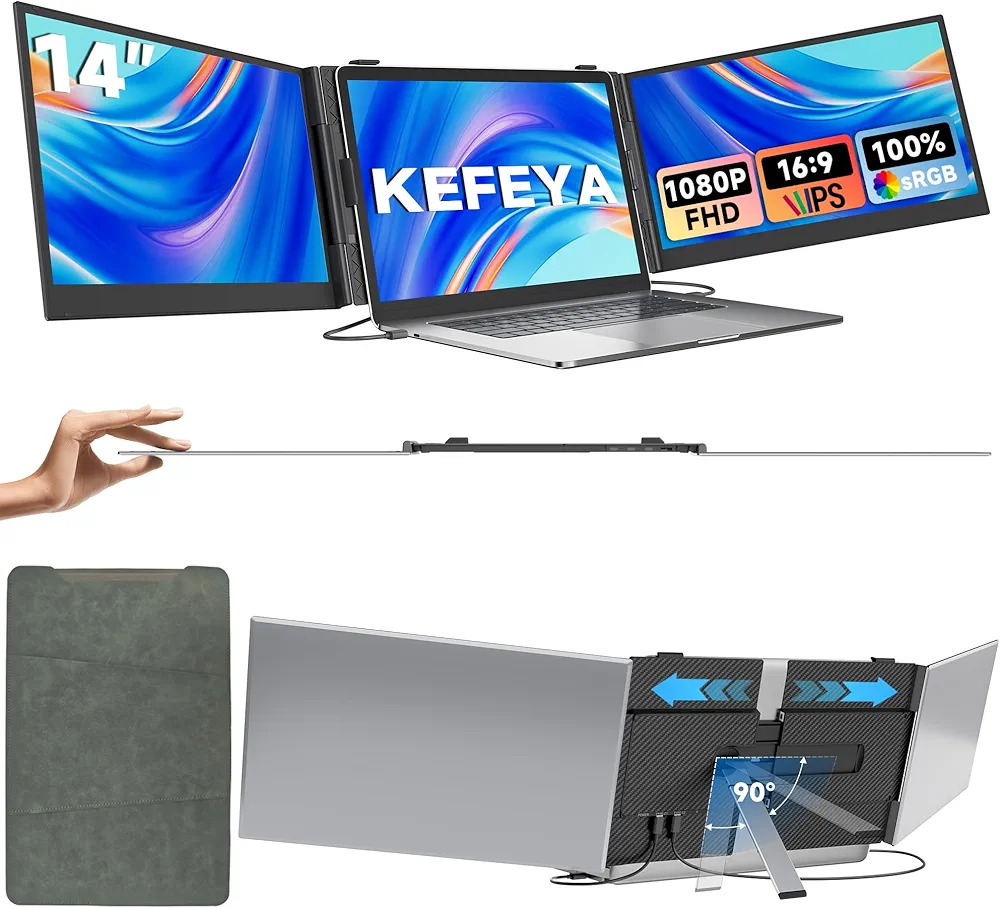 مانیتور اکستندر لپ‌تاپ -KEFEYAS3| نمایشگر دوگانه قابل حمل Full HD برای افزایش فضای کاری