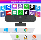وبکم حرفهای VIZOLINK Full HD 1080P 60FPS | وبکم USB با ۴ میکروفون، تصحیح نور و درپوش حریم خصوصی