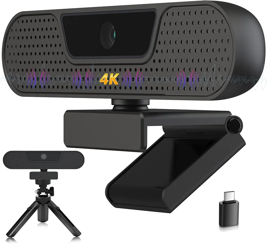 وبکم حرفهای VIZOLINK Full HD 1080P 60FPS | وبکم USB با ۴ میکروفون، تصحیح نور و درپوش حریم خصوصی