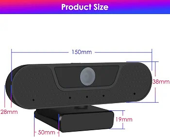 وبکم حرفهای VIZOLINK Full HD 1080P 60FPS | وبکم USB با ۴ میکروفون، تصحیح نور و درپوش حریم خصوصی