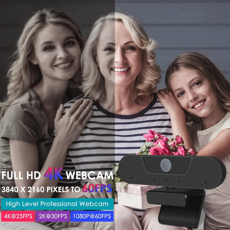وبکم حرفهای VIZOLINK Full HD 1080P 60FPS | وبکم USB با ۴ میکروفون، تصحیح نور و درپوش حریم خصوصی