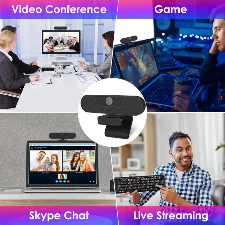 وبکم حرفهای VIZOLINK Full HD 1080P 60FPS | وبکم USB با ۴ میکروفون، تصحیح نور و درپوش حریم خصوصی