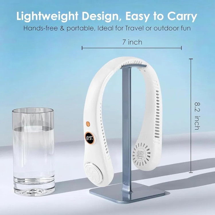 پنکه گردنی شارژی بدون پره پنکه پوشیدنی Hands-Free با طراحی سبک و بیصدا NECK FAN. S12