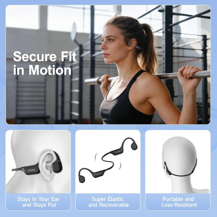 هدفون القایی استخوانی IFECCO_X28 بلوتوث 6.0 ضدآب IP67، شارژ مغناطیسی و 10 ساعت پخش