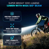 چراغ دوچرخه شارژی مدل Bicycle Light. KO2/KX3-B ست چراغ جلو و عقب ضدآب با شارژ USB-C و روشنایی قدرتمند