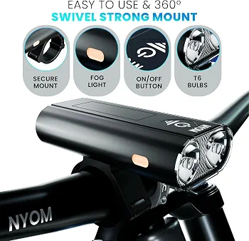 چراغ دوچرخه شارژی مدل Bicycle Light. KO2/KX3-B ست چراغ جلو و عقب ضدآب با شارژ USB-C و روشنایی قدرتمند