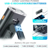 چراغ دوچرخه شارژی مدل Bicycle Light. KO2/KX3-B ست چراغ جلو و عقب ضدآب با شارژ USB-C و روشنایی قدرتمند