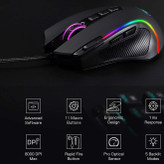 ماوس گیمینگ ردراگون M612 Predator | ماوس سیمی RGB با سنسور اپتیکال 8000 DPI و 11 کلید قابل برنامهریزی