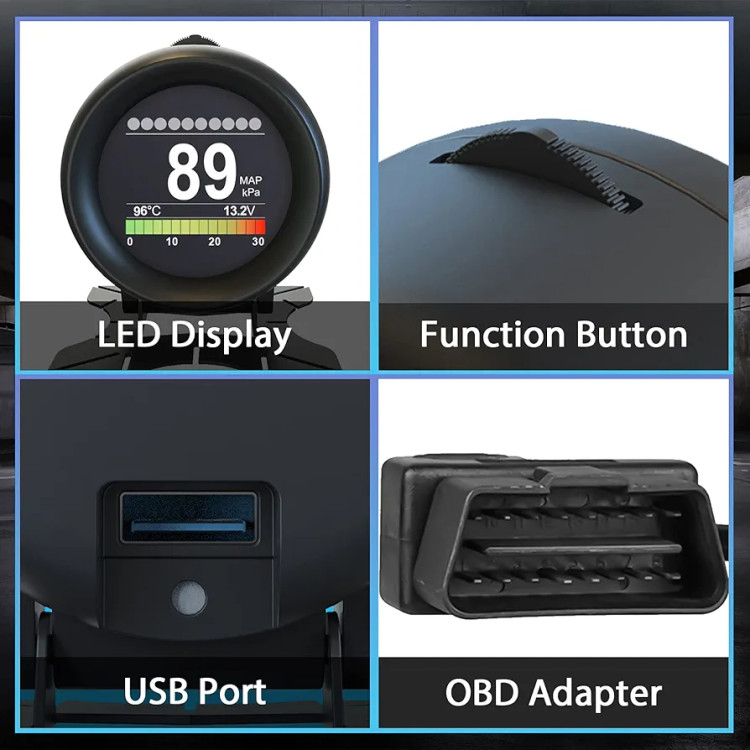 نمایشگر دیجیتال خودرو AUTOOL X60 مانیتور OBD2 چندمنظوره با نمایش سرعت، دور موتور، دمای آب و ولتاژ باتری