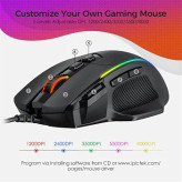 ماوس ارگونومیک بیسیم FANPENGFGB | ماوس شارژی با 7 دکمه، نور RGB و دکمههای قابل برنامهریزی