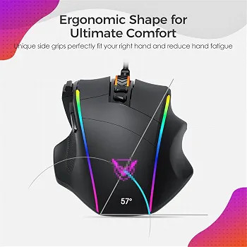 ماوس ارگونومیک بیسیم FANPENGFGB | ماوس شارژی با 7 دکمه، نور RGB و دکمههای قابل برنامهریزی