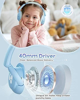 هدفون بیسیم کودک Awatrue_Hk02 بلوتوث 5.4، محدودکننده صدا 85 دسیبل، 75 ساعت پخش و طراحی تاشو