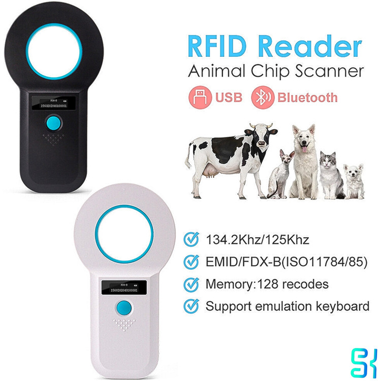 دستگاه تگخوان حیوانات W90B ANIMAL TAG READER Support EMID、FDX-B (ISO1784/85) اسکنر RFID بلوتوثی 134.2kHz برای میکروچیپ حیوانات