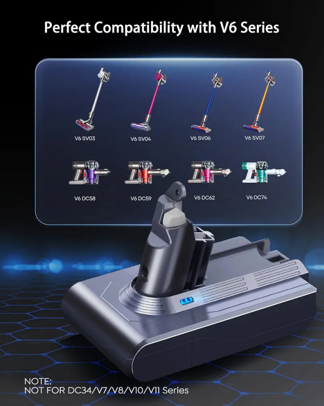 باتری جایگزینV6برای جارو دایسونFLYLINKTECH