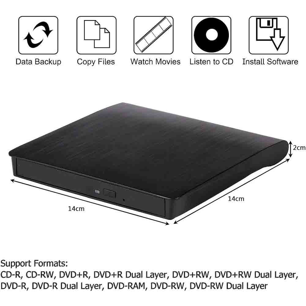 درایو نوری اکسترنال Vlio | DVD/CD رایتر خارجی USB برای لپتاپ و کامپیوتر
