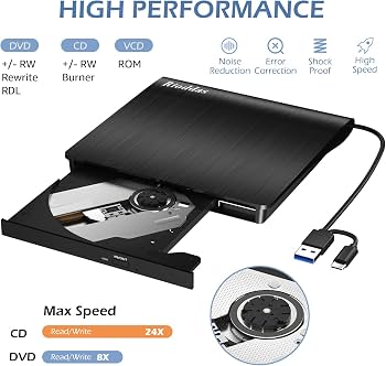 درایو نوری اکسترنال Rioddas DVD/CD رایتر USB 3.0 و Type-C سازگار با ویندوز، مک و لینوکس مدل BT669