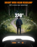 چراغ پیشانی شارژی مدل Ultra-Bright Wide Beam Rechargeable Headlamp. K0206 هدلامپ LED با نور 230 درجه، نمایشگر دیجیتال و ضدآب