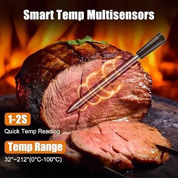 دماسنج هوشمند بلوتوثی مدل INSMART 37A8 دماسنج دیجیتال بیسیم گوشت با اپلیکیشن، ضدآب و شارژی