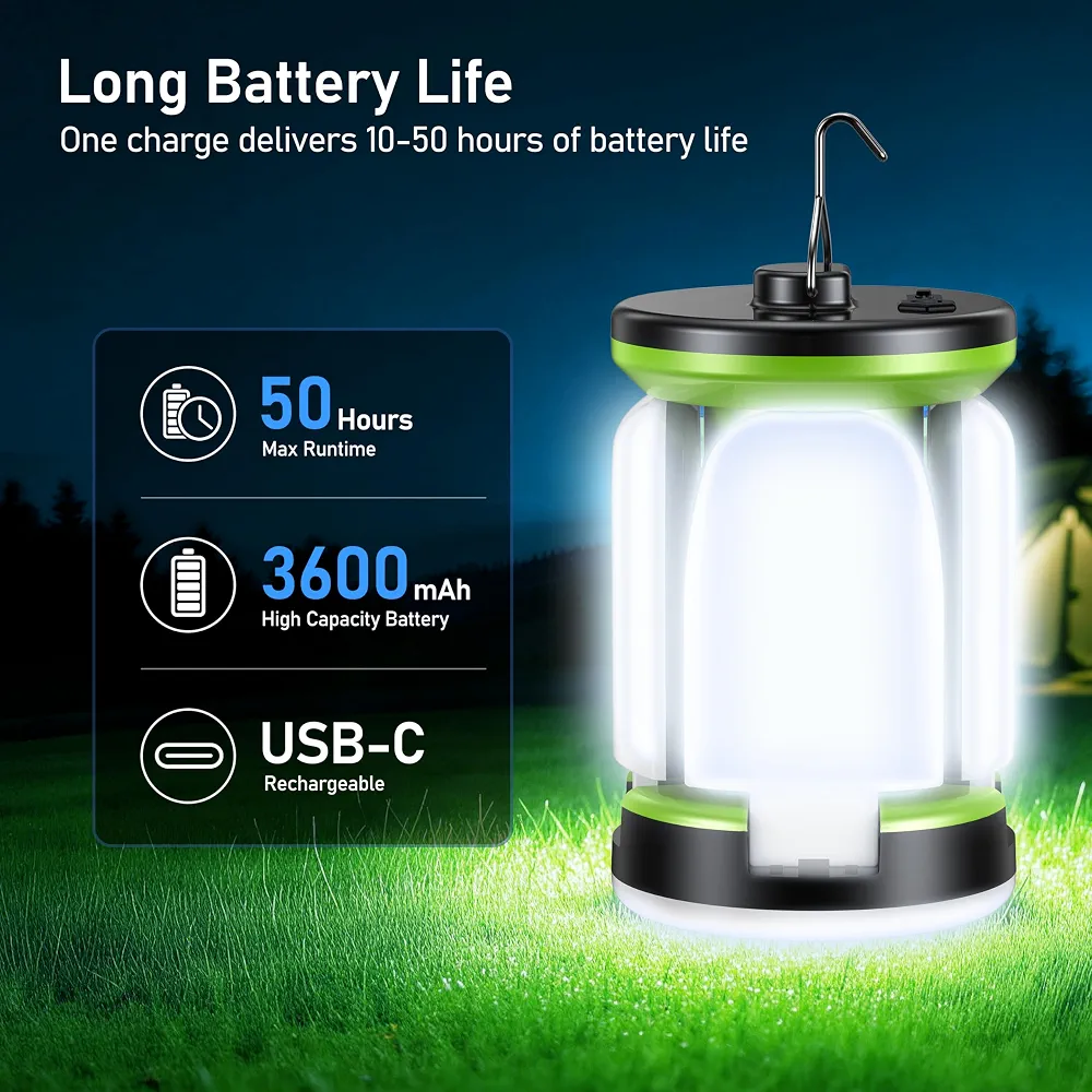 چراغ کمپینگ شارژی Blukar | فانوس LED تاشو با ۷ حالت نور، باتری 4800mAh و USB-C