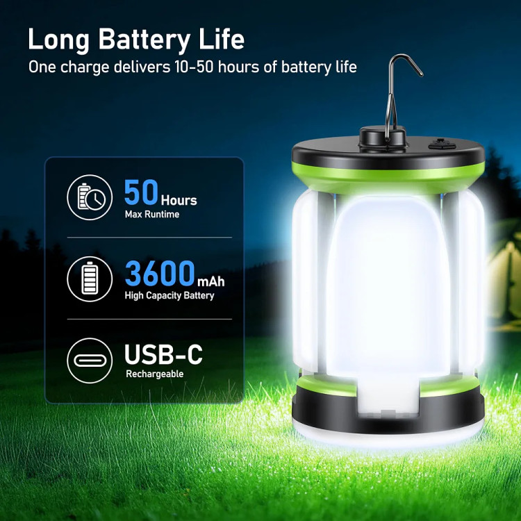 چراغ کمپینگ شارژی Blukar | فانوس LED تاشو با ۷ حالت نور، باتری 4800mAh و USB-C
