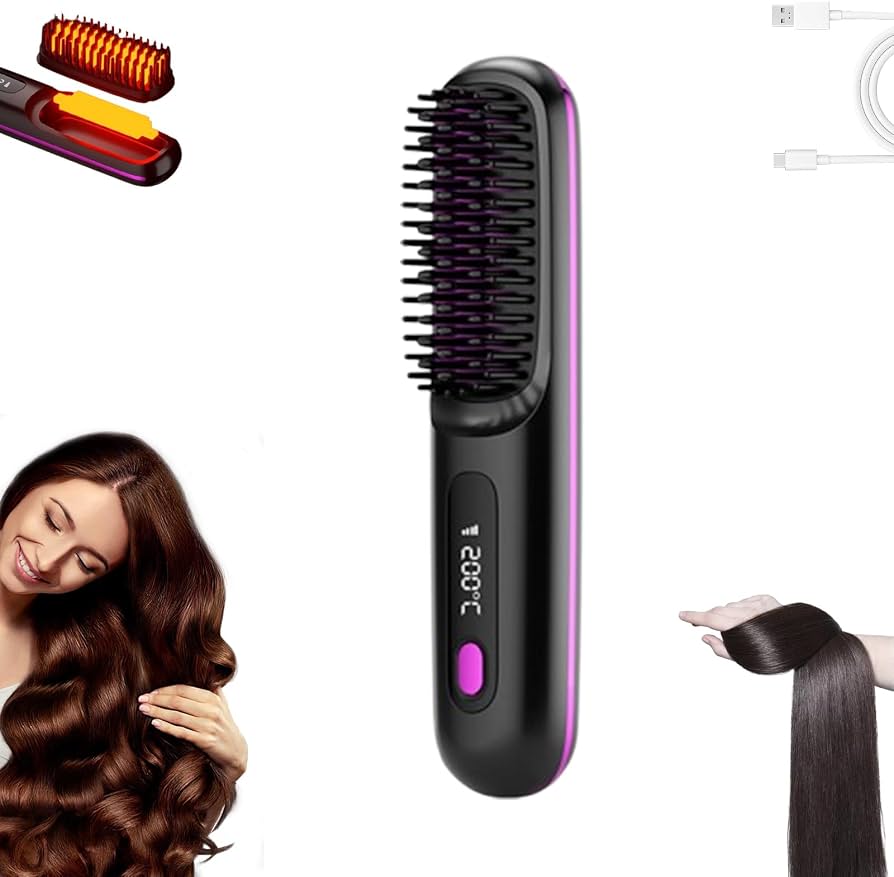 برس حرارتی صاف‌کننده مو مدل portable straight hair comb. S7  برس صاف‌کننده سرامیکی با تنظیم دما و فناوری ضد وز