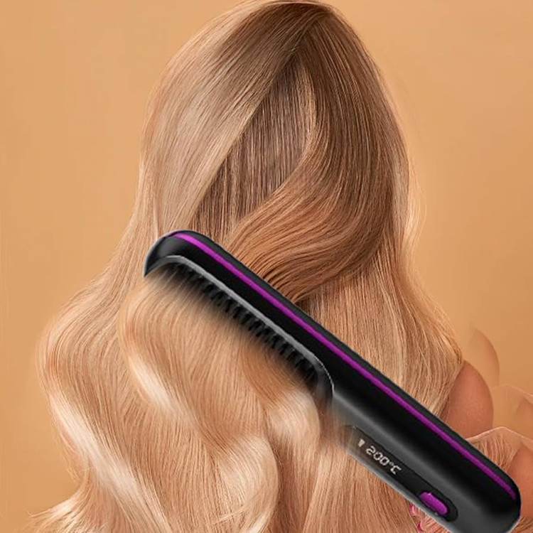 برس حرارتی صافکننده مو مدل portable straight hair comb. S7 برس صافکننده سرامیکی با تنظیم دما و فناوری ضد وز