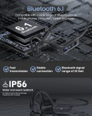 هدفون بلوتوث 6.0 با قابلیت هدایت استخوانی، مدل x56-2 هدفون ورزشی ضد آب با استاندارد IP56، مناسب برای دویدن، دوچرخهسواری و تمرین ن1