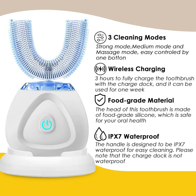 مسواک برقی اولتراسونیک U-shaped electric toothbrush. Y512 مسواک U شکل 360 درجه با شارژ بیسیم و تایمر هوشمند
