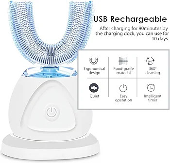 مسواک برقی اولتراسونیک U-shaped electric toothbrush. Y512 مسواک U شکل 360 درجه با شارژ بیسیم و تایمر هوشمند