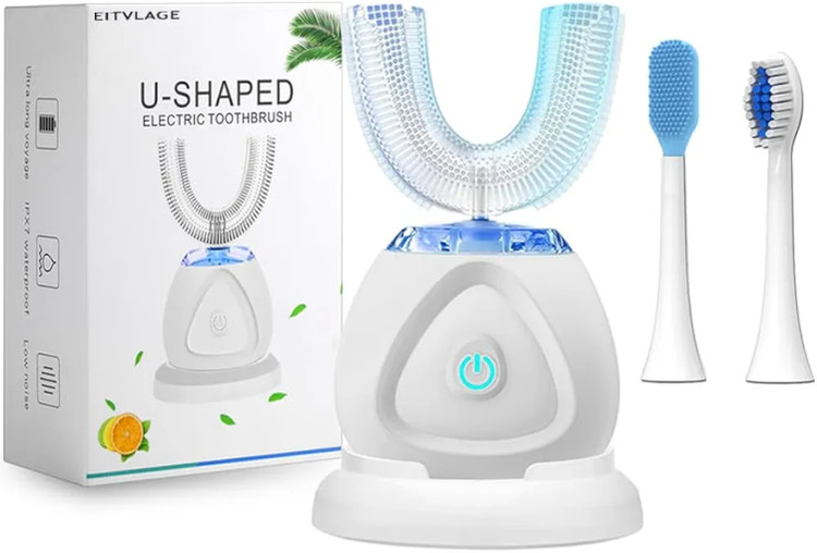 مسواک برقی اولتراسونیک U-shaped electric toothbrush. Y512 مسواک U شکل 360 درجه با شارژ بیسیم و تایمر هوشمند