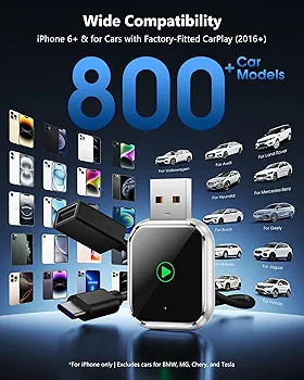 دانگل بیسیم WIRELESS CAR ADAPTER مدل EC28 تبدیل CarPlay و Android Auto سیمی به بیسیم