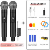 میکروفون بیسیم LZHIOs | میکروفون کارائوکه بلوتوثی دو عددی با گیرنده شارژی و برد ۵۰ متر Professional Wireless Microphone
