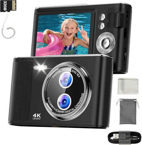 دوربین دیجیتال کامپکت 4K Autofocus | دوربین عکاسی و فیلمبرداری 64 مگاپیکسل با زوم 16X