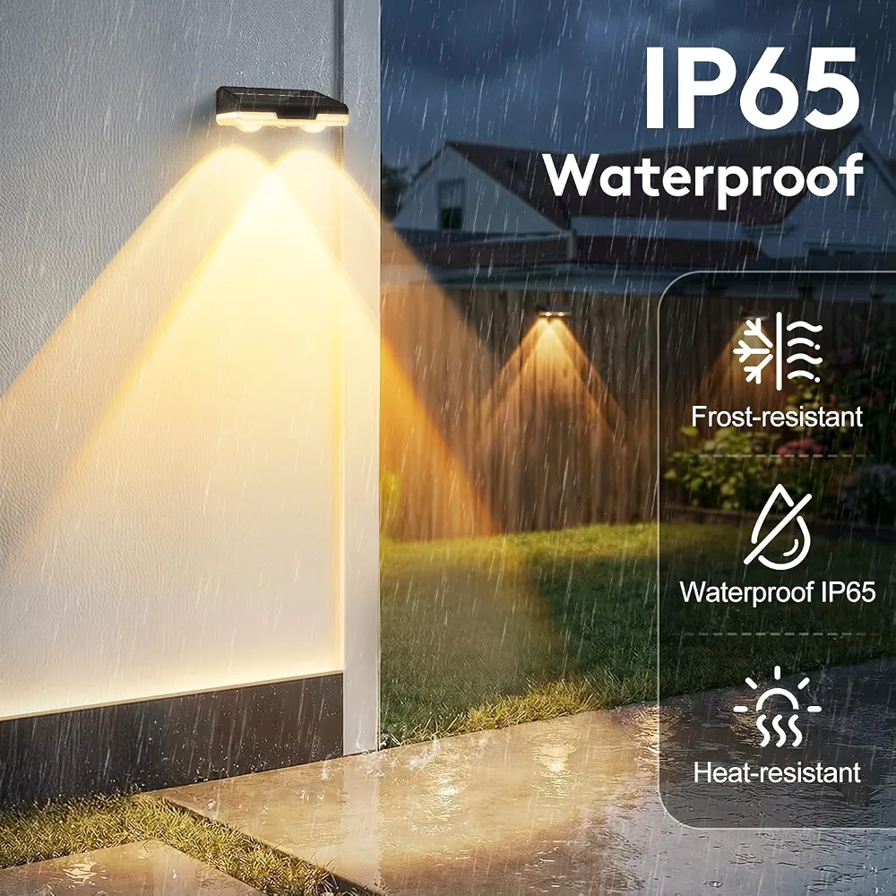 چراغ خورشیدی دیواری ۴ عددی EVXFG | چراغ حصار و باغچه ضدآب با شارژخورشیدی Solar step lights HS_1836