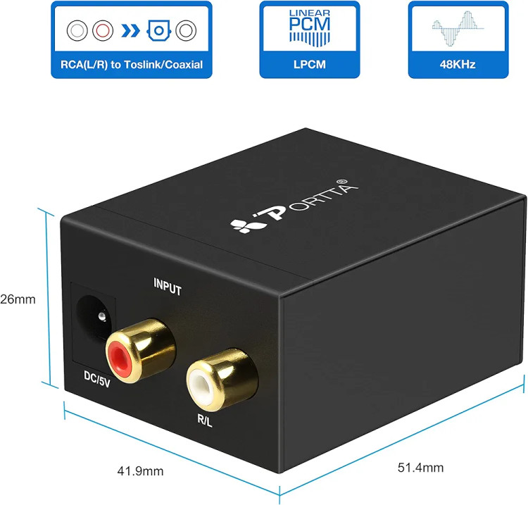 PORTTA. N3ACATD مبدل دیجیتال به آنالوگ صدا (DAC) اپتیکال و کواکسیال مدل B00DHPHIJQ