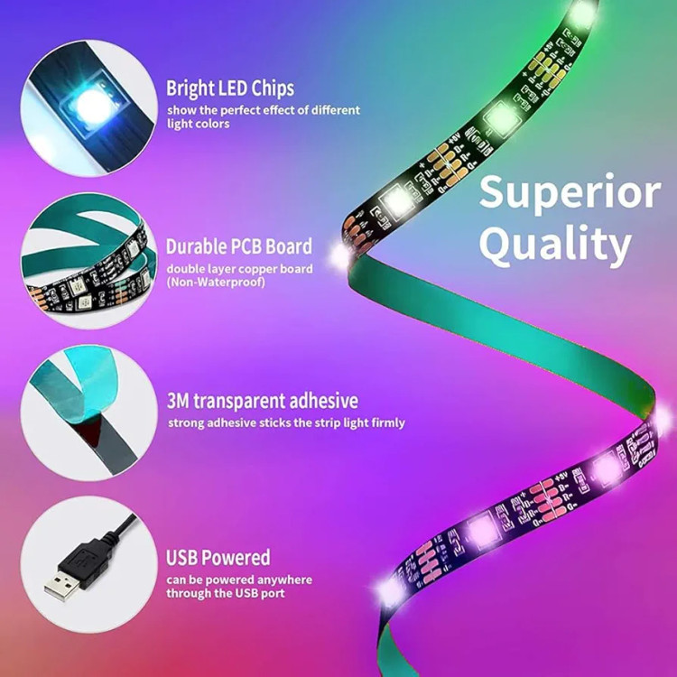 ریسه LED. KANTUTOE هوشمند 15 متری نوار نور RGB با کنترل اپلیکیشن، ریموت و همگامسازی با موسیقی مدلSSG_104