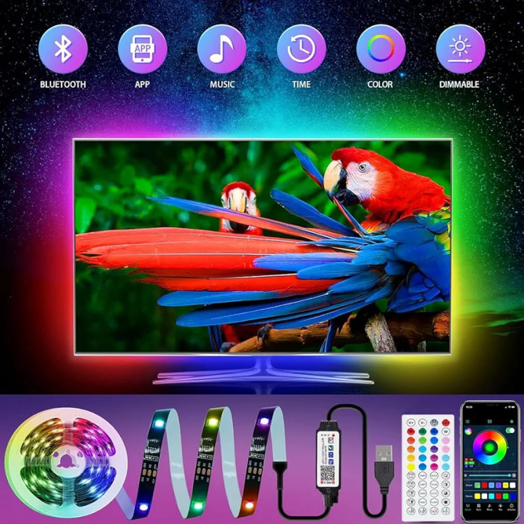 ریسه LED. KANTUTOE هوشمند 15 متری نوار نور RGB با کنترل اپلیکیشن، ریموت و همگامسازی با موسیقی مدلSSG_104