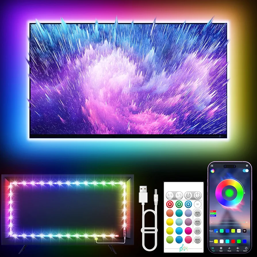 نوار LED بک‌لایت تلویزیون KANTUTOE مدل SSG-104| ۵ متری RGB با Bluetooth و ریموت