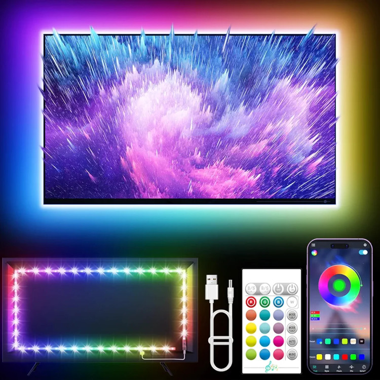 نوار LED بکلایت تلویزیون KANTUTOE مدل SSG-104| ۵ متری RGB با Bluetooth و ریموت
