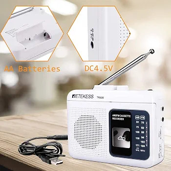 پخشکننده کاست و رادیو Retekess TR606 قابل حمل، ضبط صدا