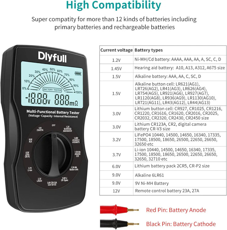 تستر باتری DLYFULL B3
