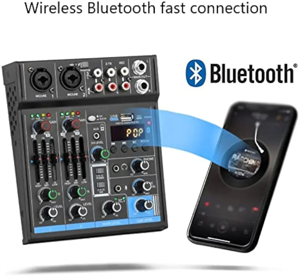 میکسر صوتی Depusheng M4کارت صدا ۴ کاناله USB و Bluetooth