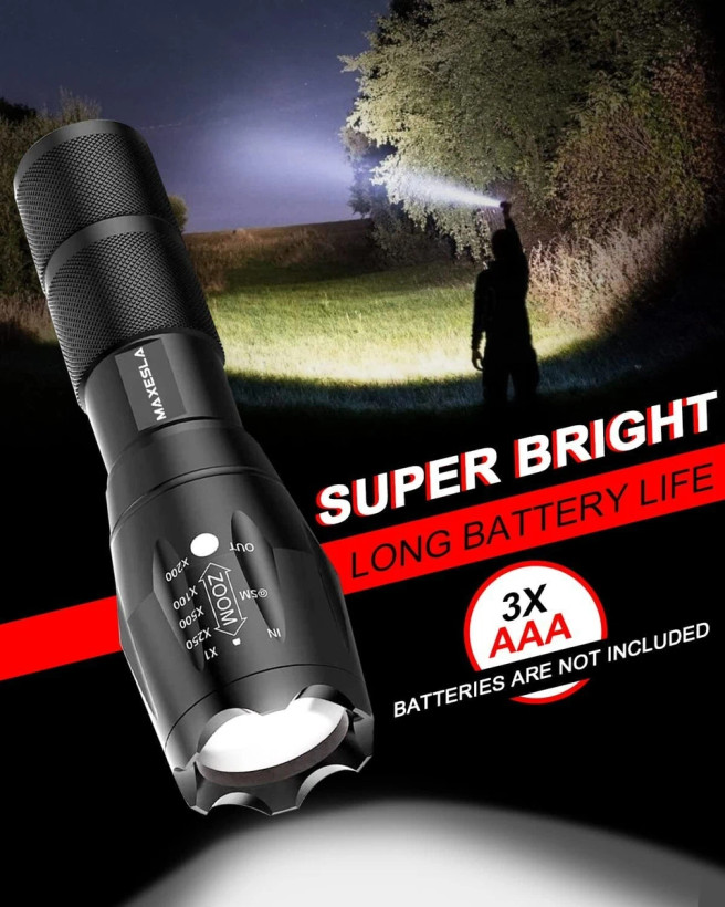 چراغقوه LED زومدار Maxesla _R5_T6مدل 2 Pack